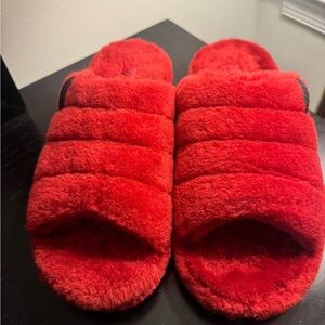 UGG Vibrant Red Furry Slippers